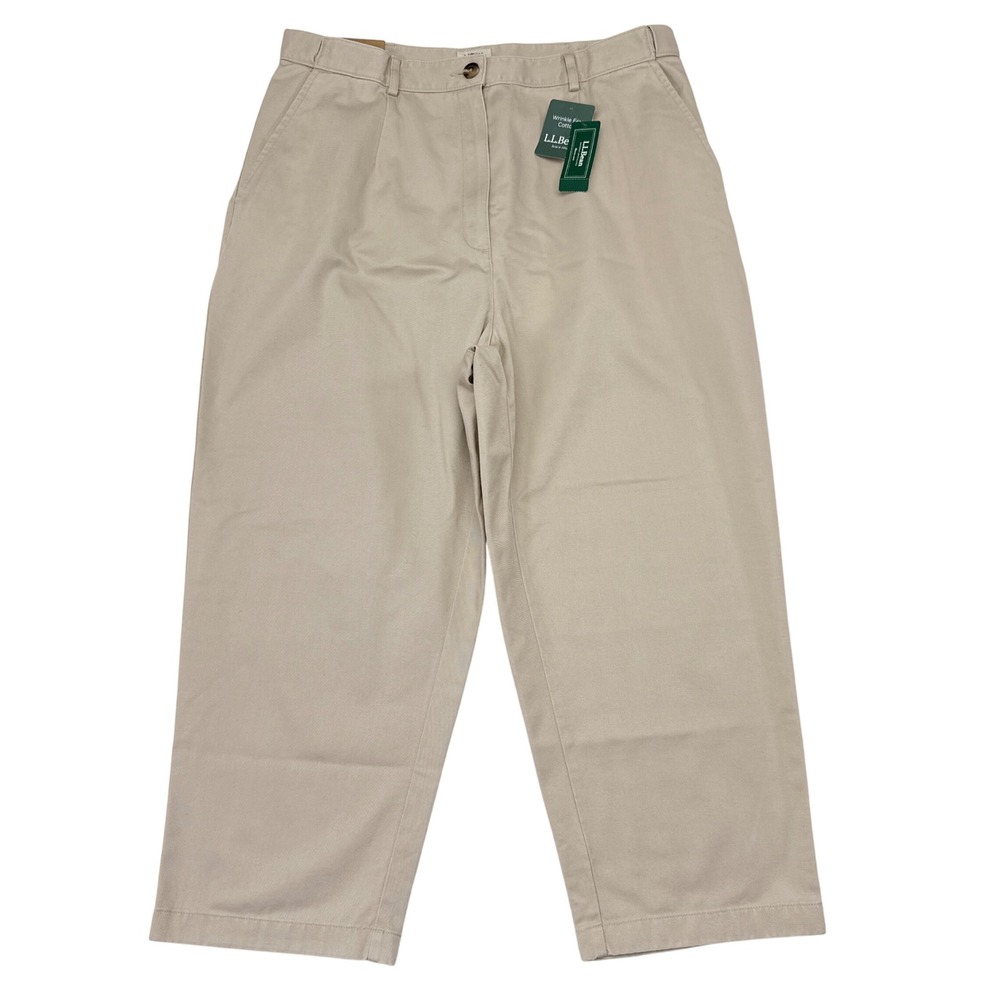 LL Bean Pants Womens‎ Size 16 Tan Khaki Original Fit Straight Leg Casual NEW